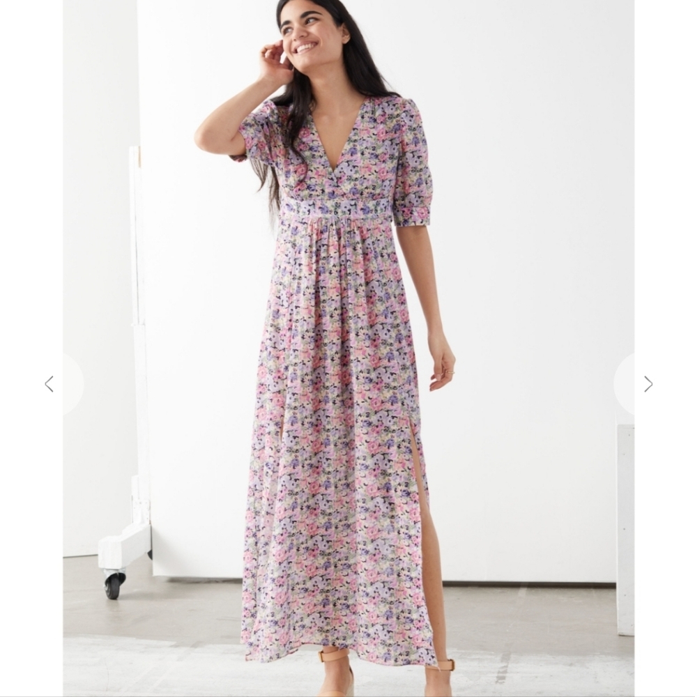 & Other Stories Pink Floral Maxi Dress